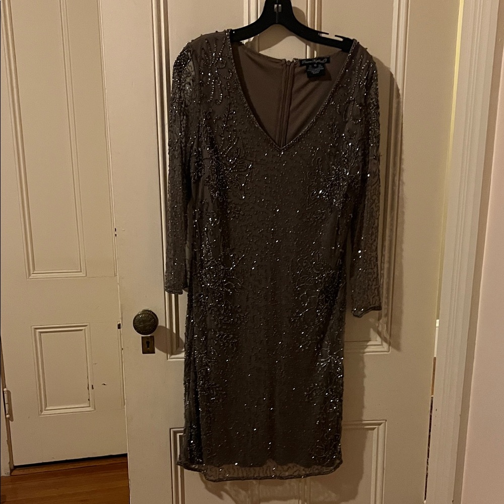 Pisarro Nights Brown Sequin Long Sleeve Dress